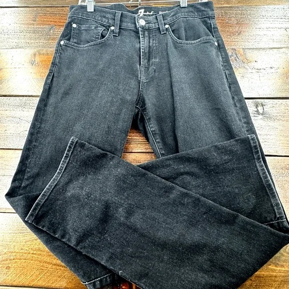 7 For All Mankind Austyn Airweft Jeans Straight Stretch Black Sz 30 (Actual 32") - Picture 6 of 11